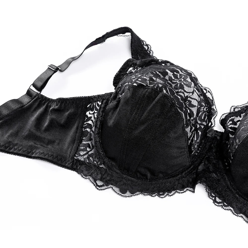 Plus Size E F G H I Cup Womens Bra Lace Brassiere Support Underwire Mesh Thin Large Adjusted-straps BH