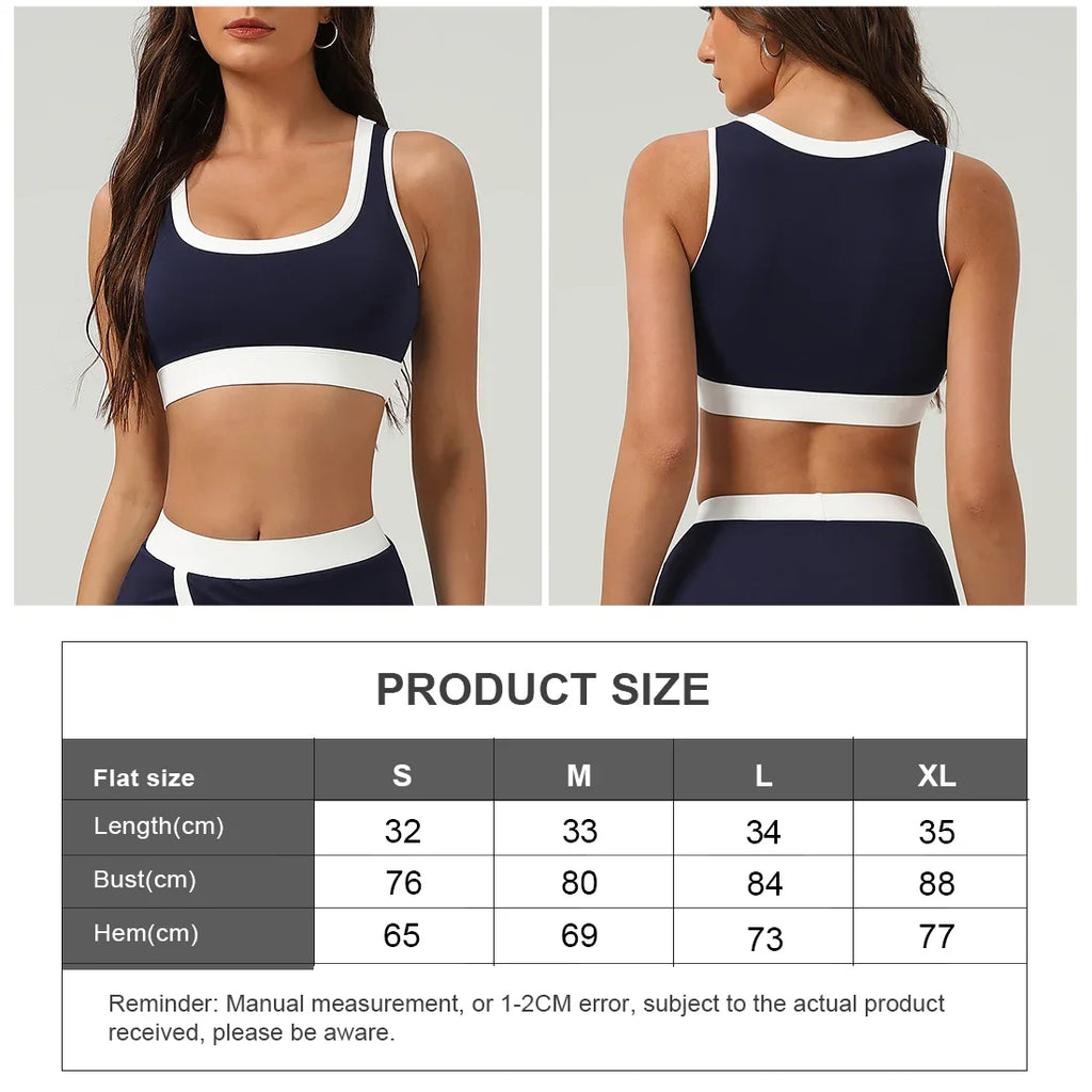 Women Contrast Color Elastic Fitness Gym Training Yoga Padded Top Clothes Casual Outdoor Workout Sport Bra