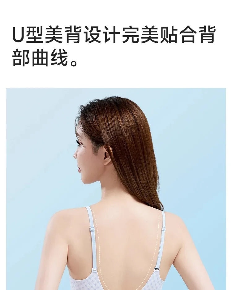 Elegant Summer Seamless Bra Small Breasts, Cooling Wireless Bralette Anti-Sagging, Breathable Comfort & Support Fixed Cup MOYISU