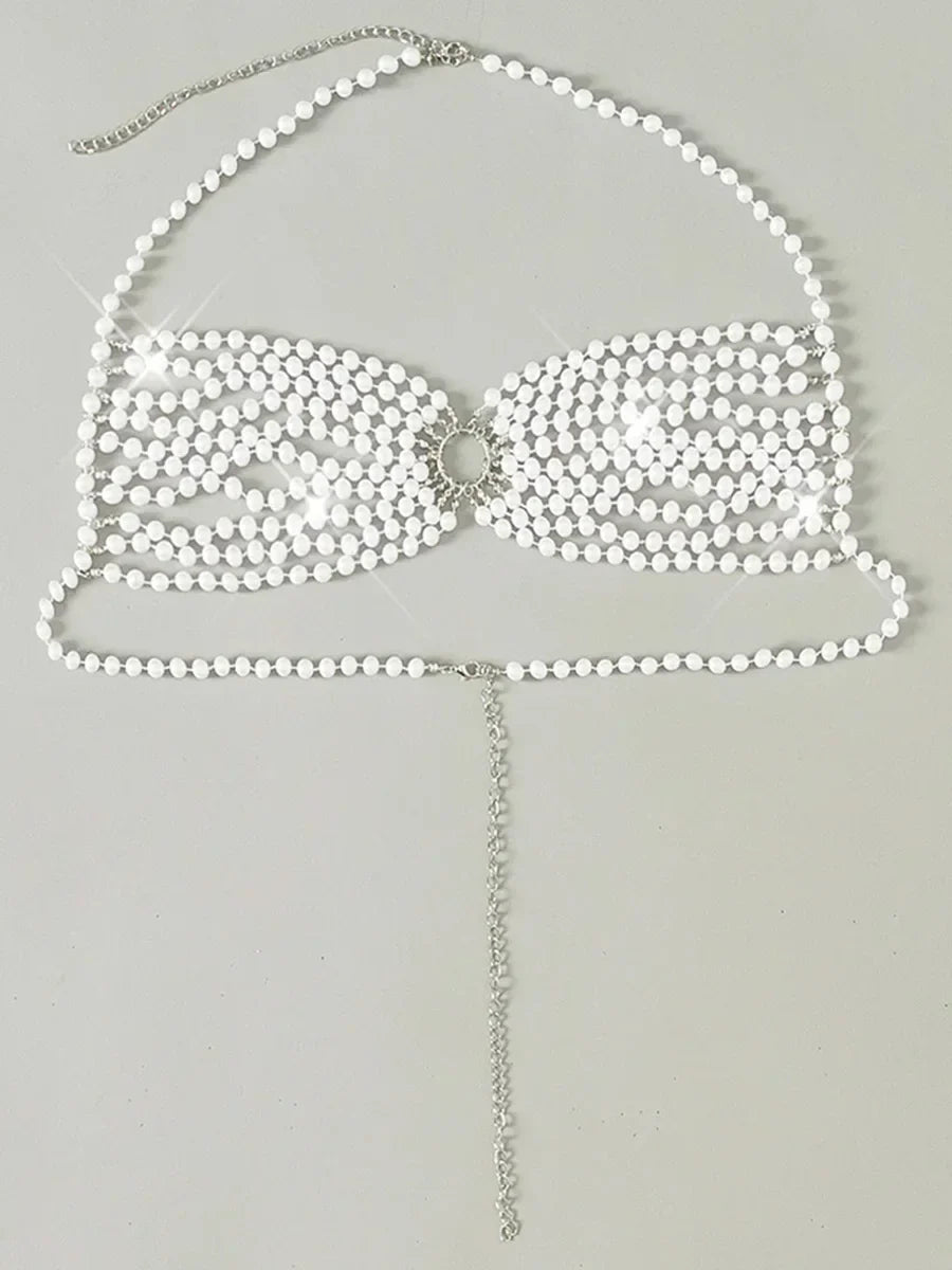 Luxury Pearls Chain Fringe Tassel Bikini Bottom Swim Brief Women Swimwear Female Bather Brazilian Tanga Panties Underwear