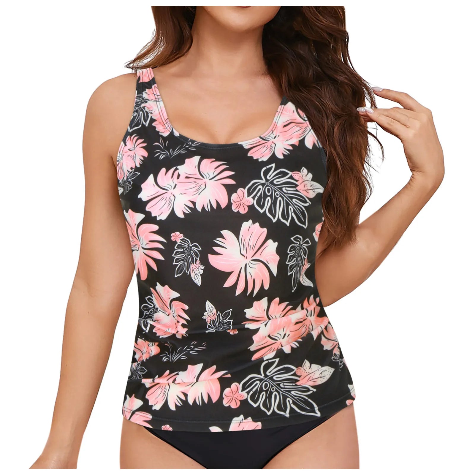 Women Tankini Swimwear Tops Full Coverage Swimsuit Floral Leopard Print Swim Vest Bathing Suit Swimming Suit Summer Beach Wear