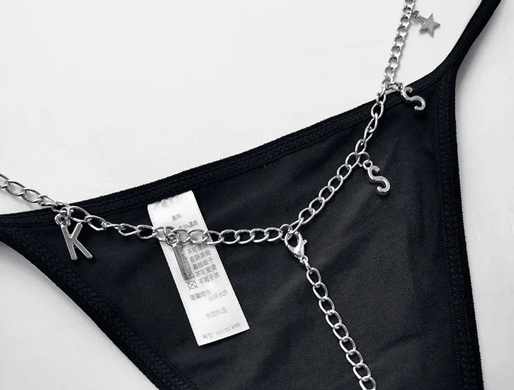 Metal Chain Hot Sexy Women Panties Cotton G String Girls Briefs Letter Thong Erotic Female Underwear Low Waist Intimates