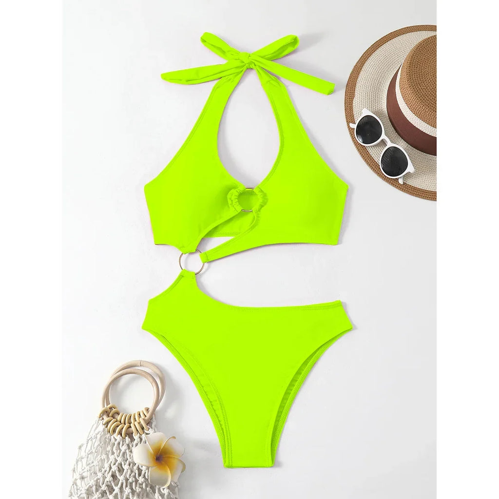2026 Sexy Halter Asymmetric One Shoulder One Piece Swimsuit Women Swimwear Female Bather Bathing Suit Swim Lady Monokini V2660
