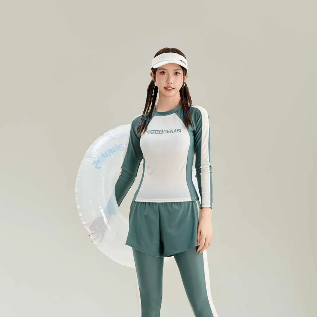 New Swimsuit with High-end Feel Sports Split Two-piece Set, Conservative Slimming, Flat Corner Pants, Hot Spring Swimsuit