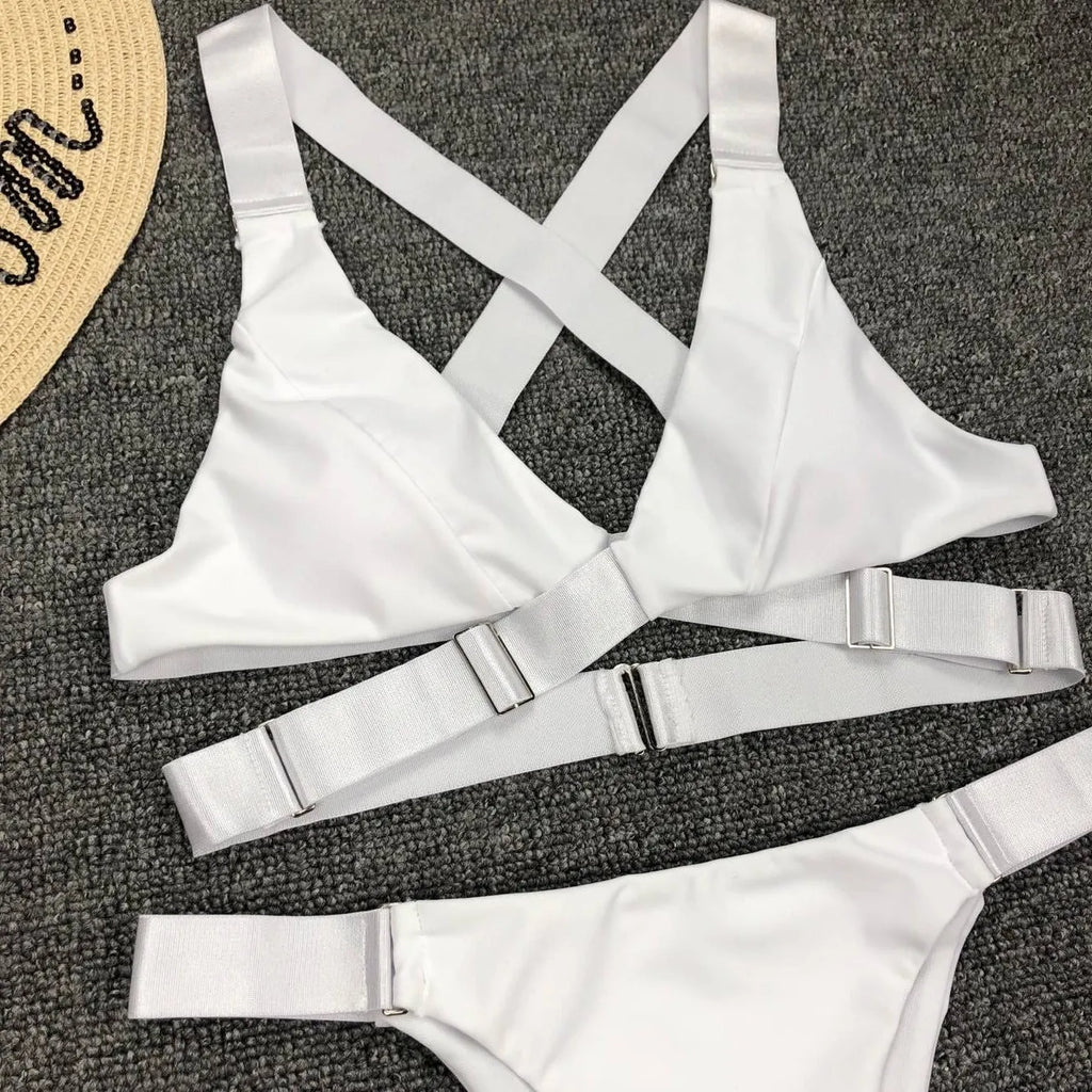 Sexy Adjustable Buckle Bandage Vevlet Bikini 2025 Women Swimsuit Female Bikinis Swimwear Two Pieces Bikini Set Bathing Suit Swim