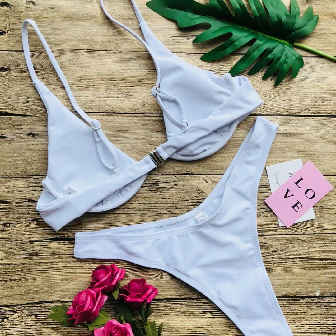 S - XL V-bar Underwired Bikini Female Swimsuit Women Swimwear Two-piece V shape Wire Bikini set Bather Bathing Suit Swim V439