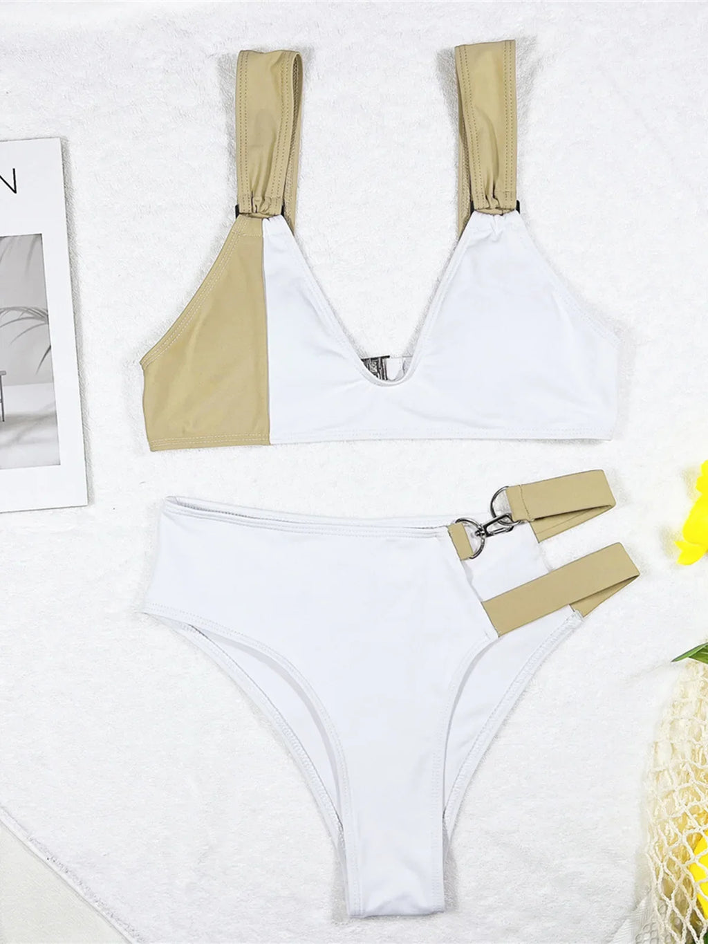 Sexy Splicing Asymmetric V Neck Bikini Women Swimwear Female Swimsuit Two-pieces Bikini set Bather Bathing Suit Swim Lady V3435