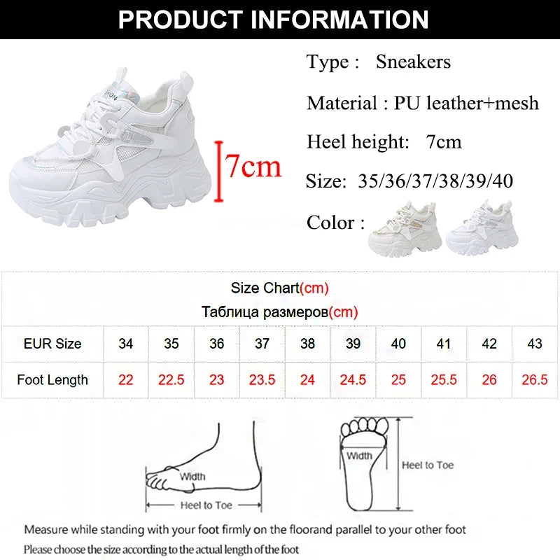 Breathable Mesh Platform Sneakers Women Spring Thick Bottom Non-Slip Casual Shoes Woman Lace-Up Chunky Sole Sports Shoes Ladies