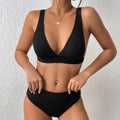 Summer new style small pit strip pure color bikini two-piece set sexy beach vacation women's swimsuit