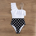 Polka Dot One Piece Swimsuit Ruffle One Shoulder Swimwear Women Swimsuit Bathing Suit Beachwear Monokini Female Swimming Suits