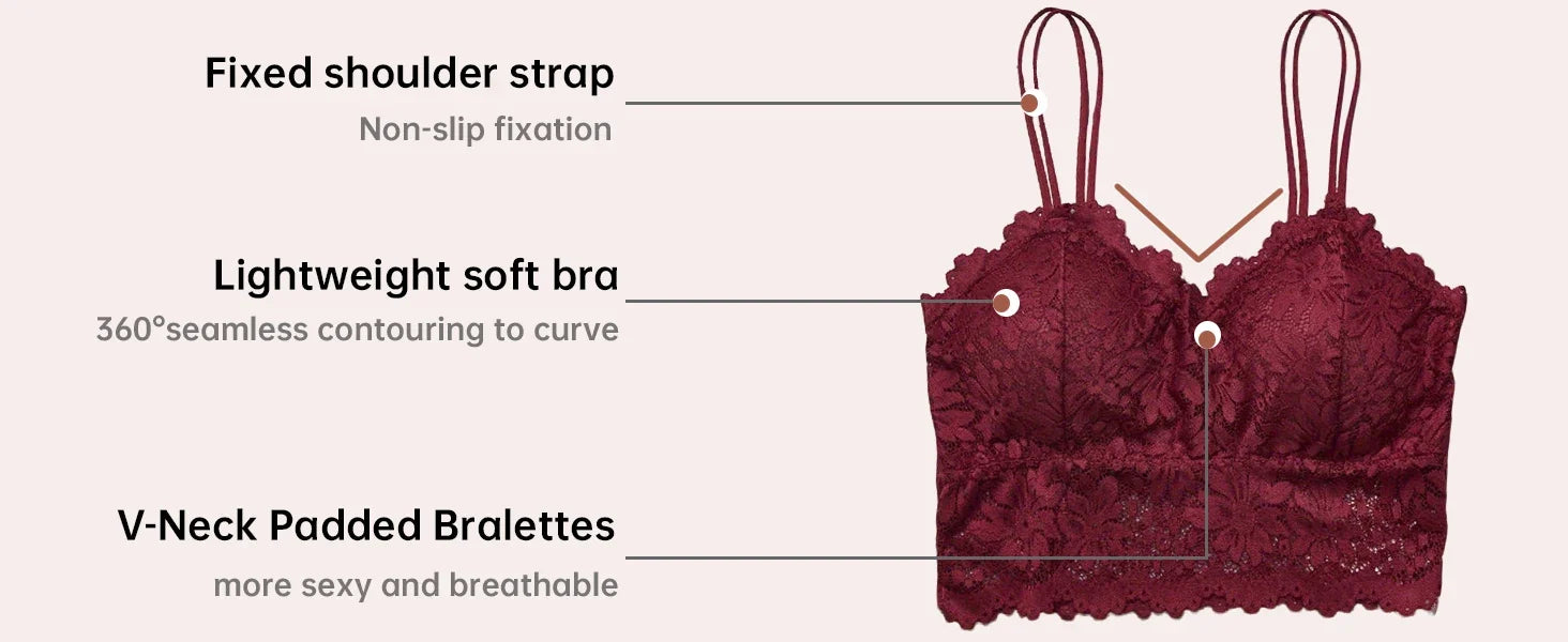 4pcs Women'S Sexy Lace Bra & Panty Set, Breathable & Comfortable, Removable Bra, Stretchy Lingerie Set