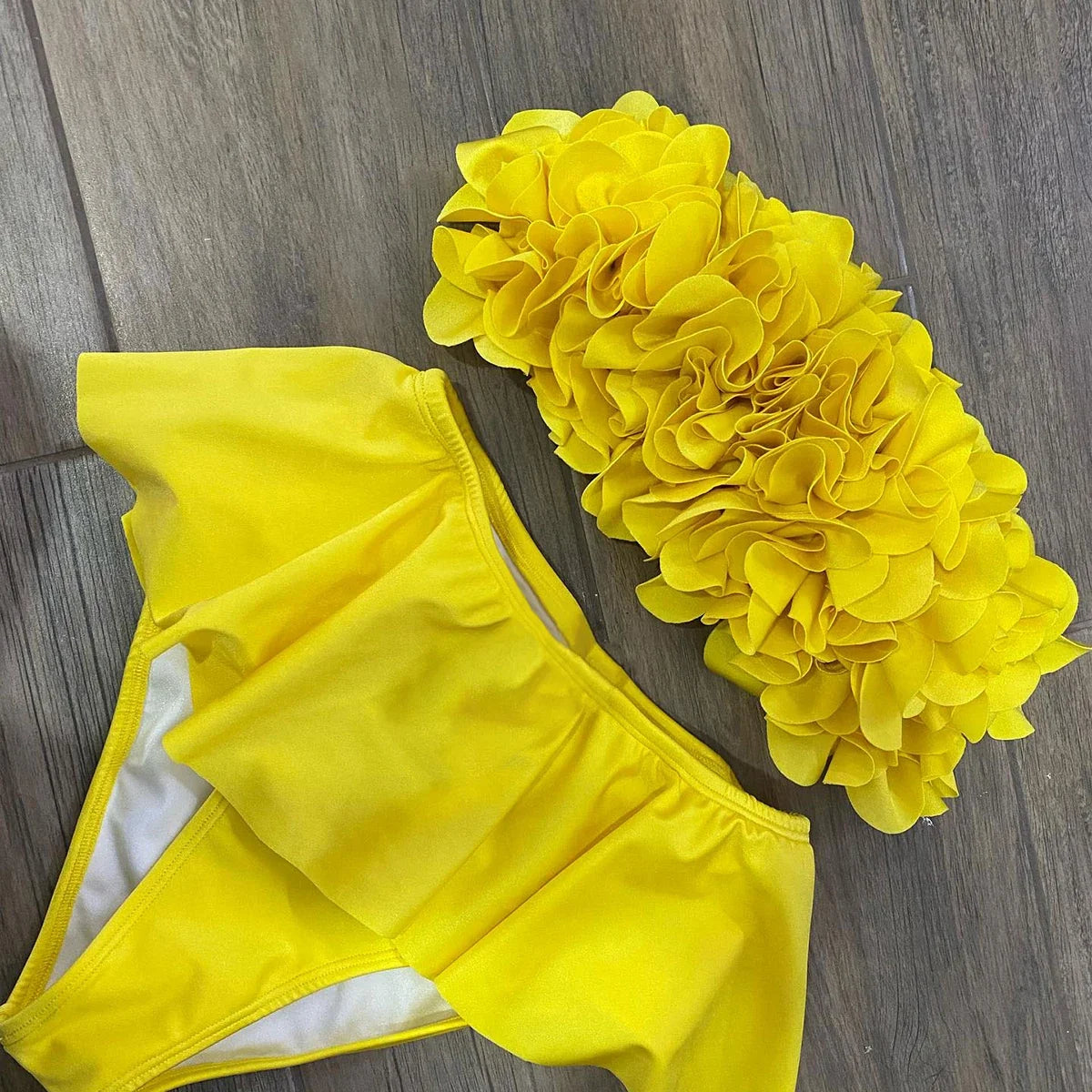 Sexy 3D Flower Bikini Set Brazilian Biquini Low Waist Swimwear Push Up SwimSuit Women Solid Swimwear Sexy Beach Wear Female