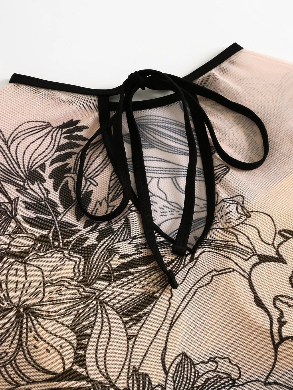 2026 Printed Mesh Swimsuit One Piece & Beach Dress Long Sleeves Swimwear Women Bathing Swimming Swim Suit Padded Beachwear