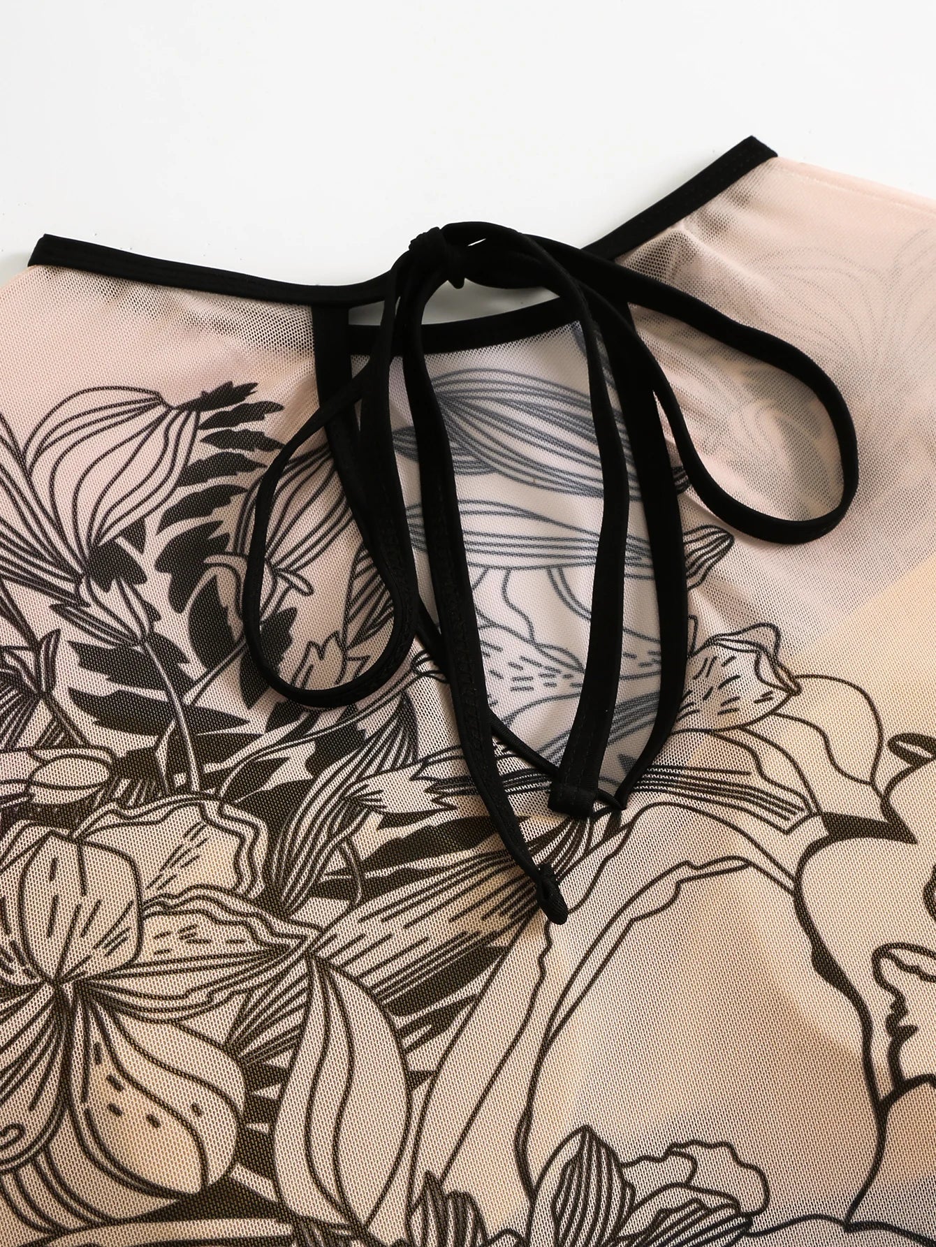 2026 Printed Mesh Swimsuit One Piece & Beach Dress Long Sleeves Swimwear Women Bathing Swimming Swim Suit Padded Beachwear