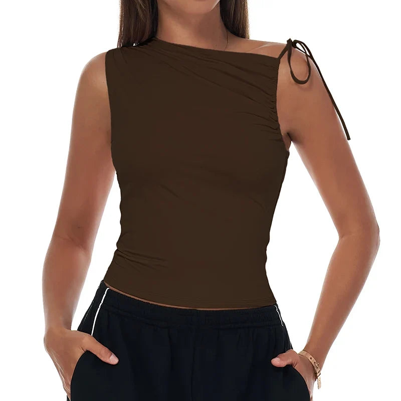 Sexy Shoulder Yoga Top Sleeveless Fitness Women Solid Color Gym Shirt Breathable Quick Dry Running Vest Sportswear
