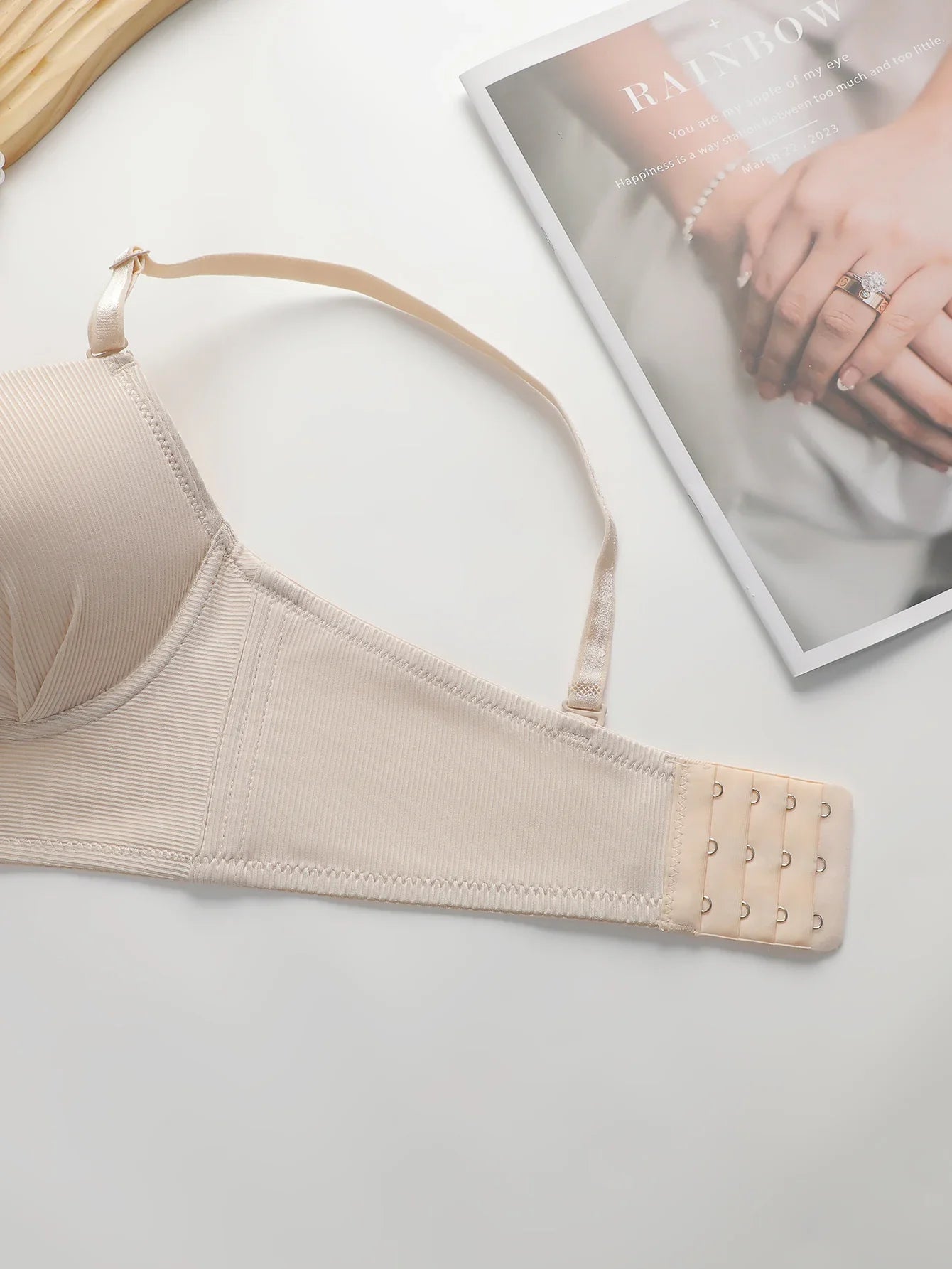 Women Ribbed Longline Push Up Bra Adjustable Thin Strap Side Support Anti Sag Brassiere Breathable Solid Daily Lingerie B6075