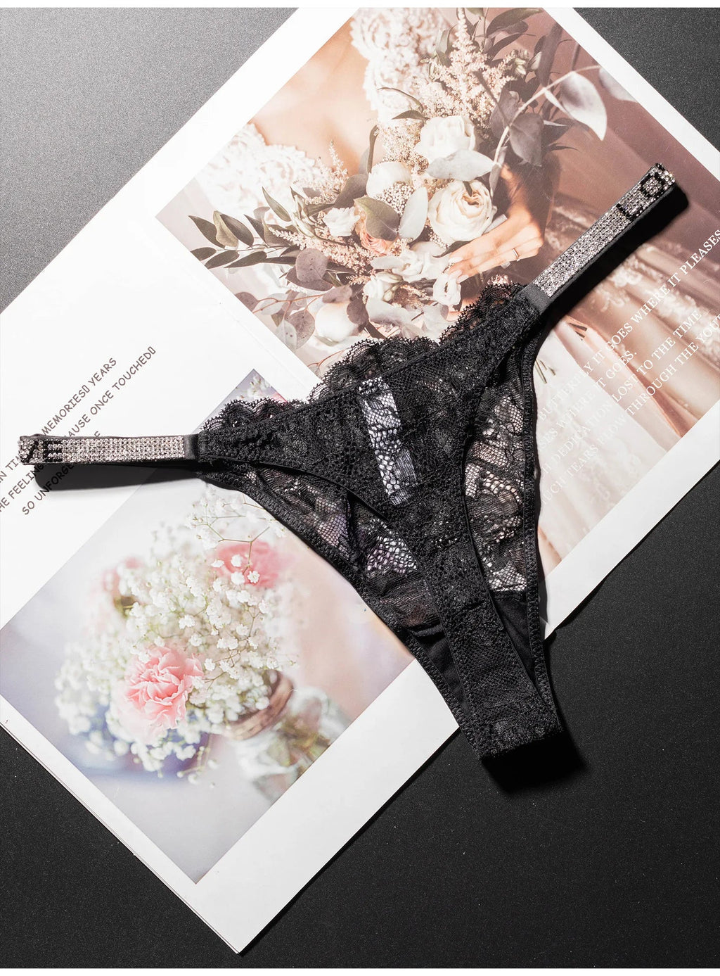 Lace Sexy Girls Women Panties Seamless Underwear Rhinestone G String Letter Transparent Thong For Female Low Rise Ladies Briefs