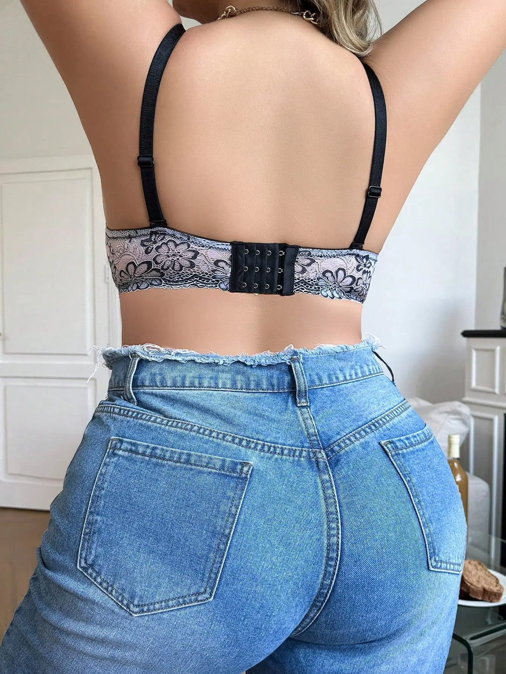 Women's Plus Size Underwear Half Cup Pull Together Sexy Lace Flower Steel Ring Design Suitable for Full Women 90D-105D B2359