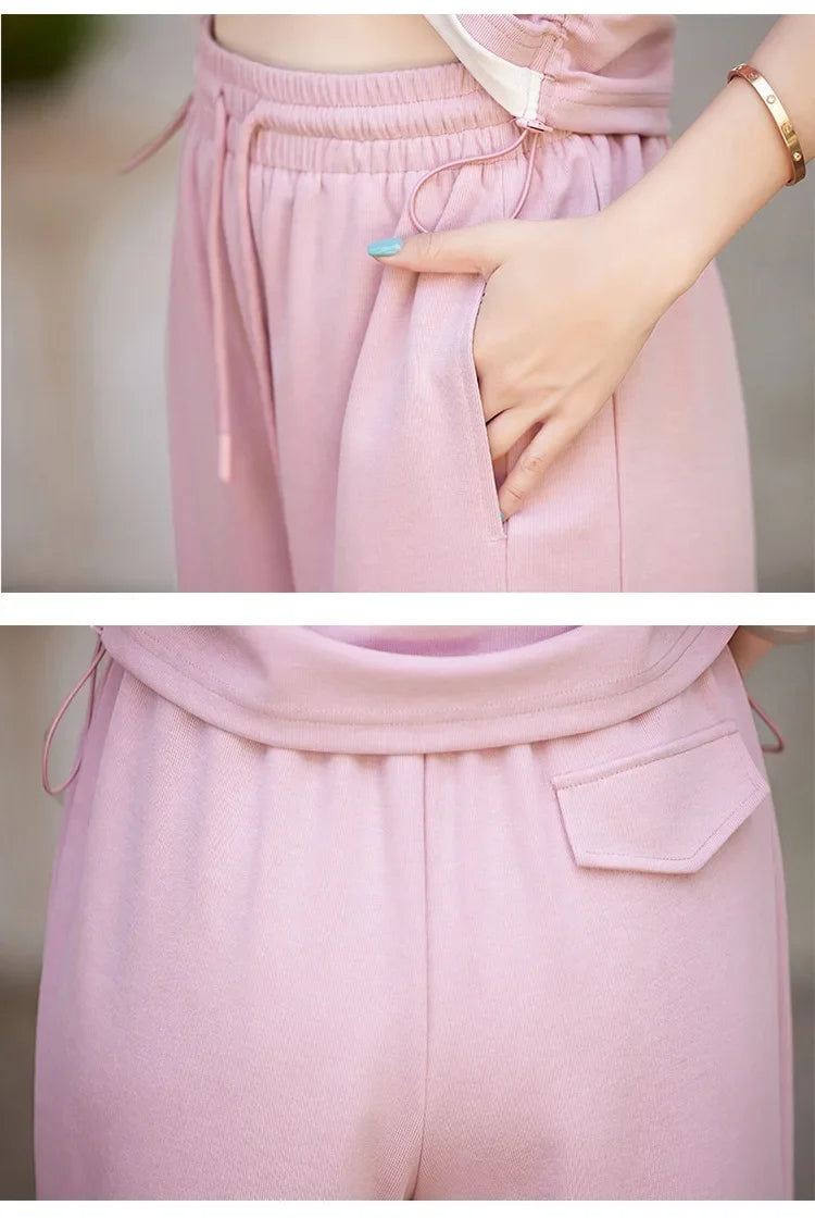 Knitted two-piece casual suit is loose and comfortable