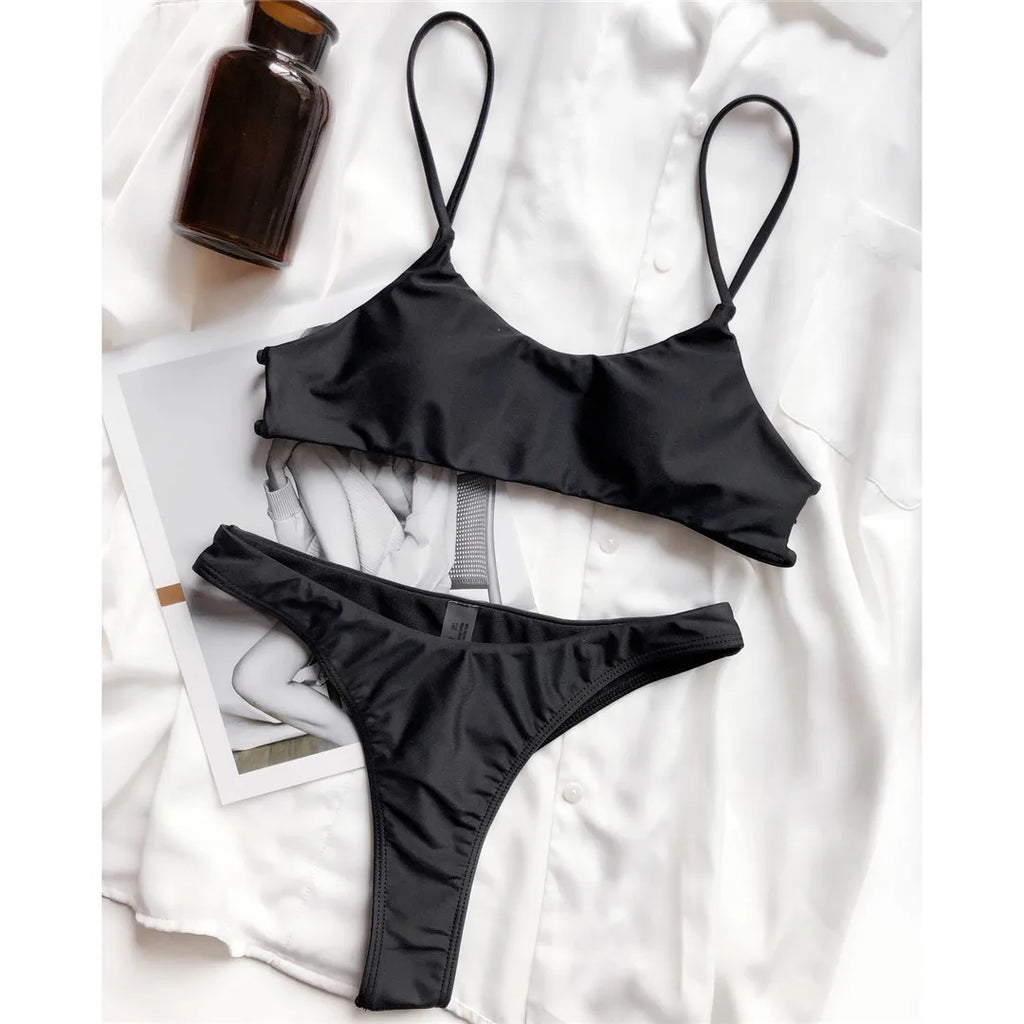 New Sexy Mini Micro Thong Bikini Women Swimwear Female Swimsuit Two-Pieces Bikini Set Padded Bather Bathing Suit Swim Lady V3077