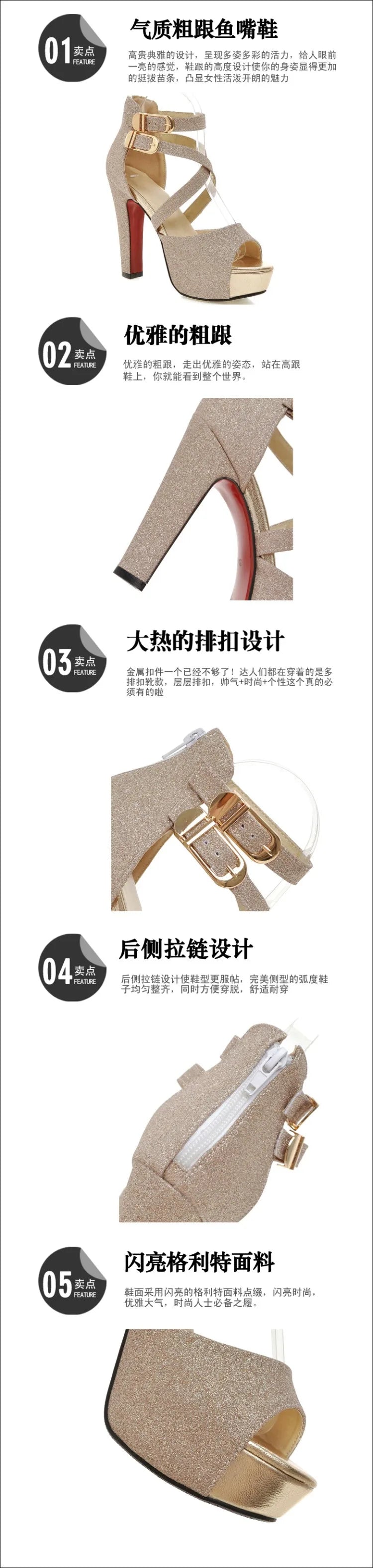 Women's Sandals Summer New Style Fashion Fish Mouth Open Toe Buckle Thick Heel High Heel Women's Shoes Plus Size 33-43 High 11cm