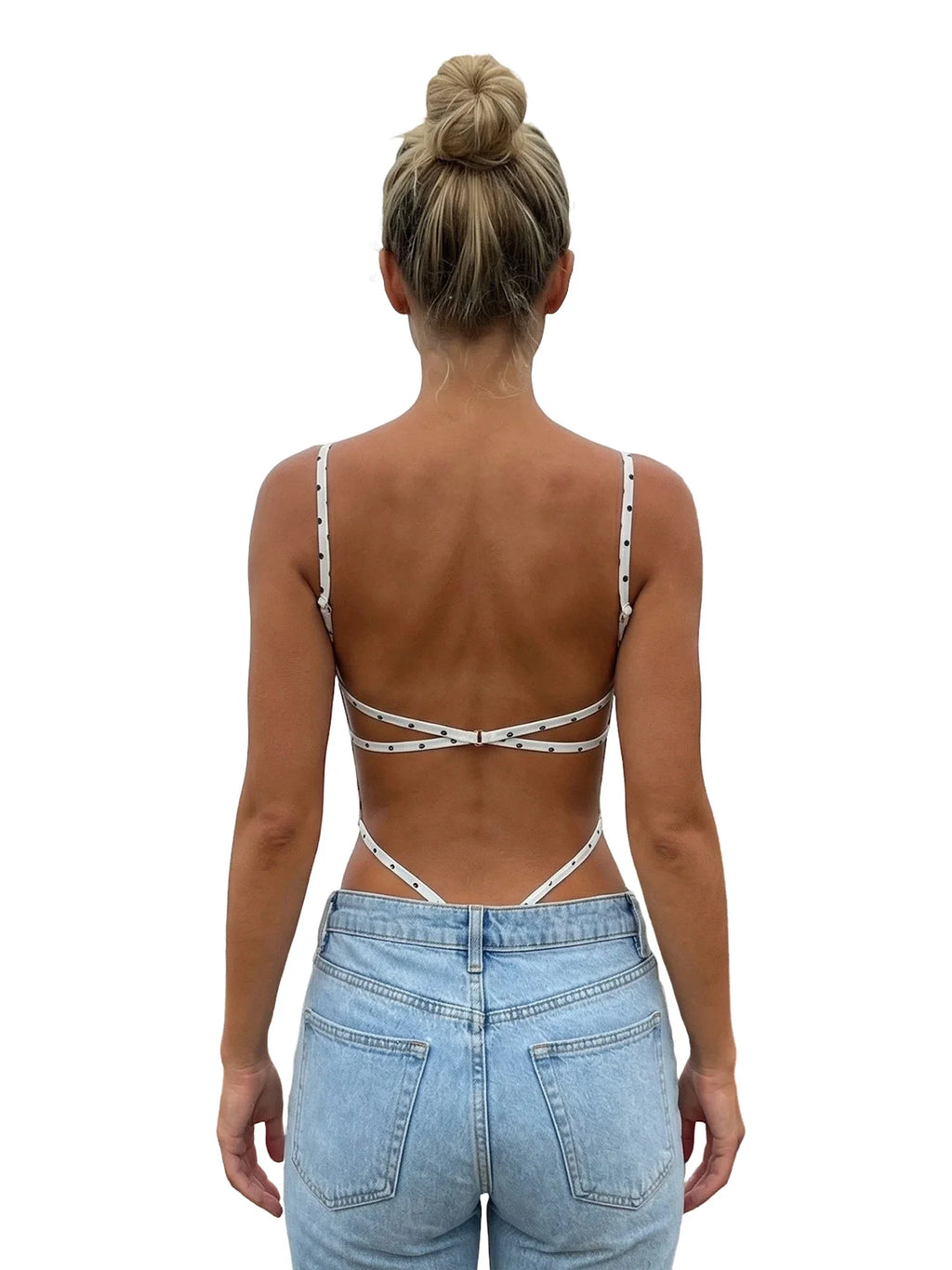 Summer Women's Tank Bodysuits Stylish Backless Sleeveless Spaghetti Strap Romper Out Going Club Sexy Body Top Shirts