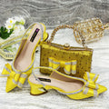 Doershow nice African Shoes And Bag Matching Set With gold Hot Selling Women Italian Shoes And Bag Set For Party Wedding  21-4