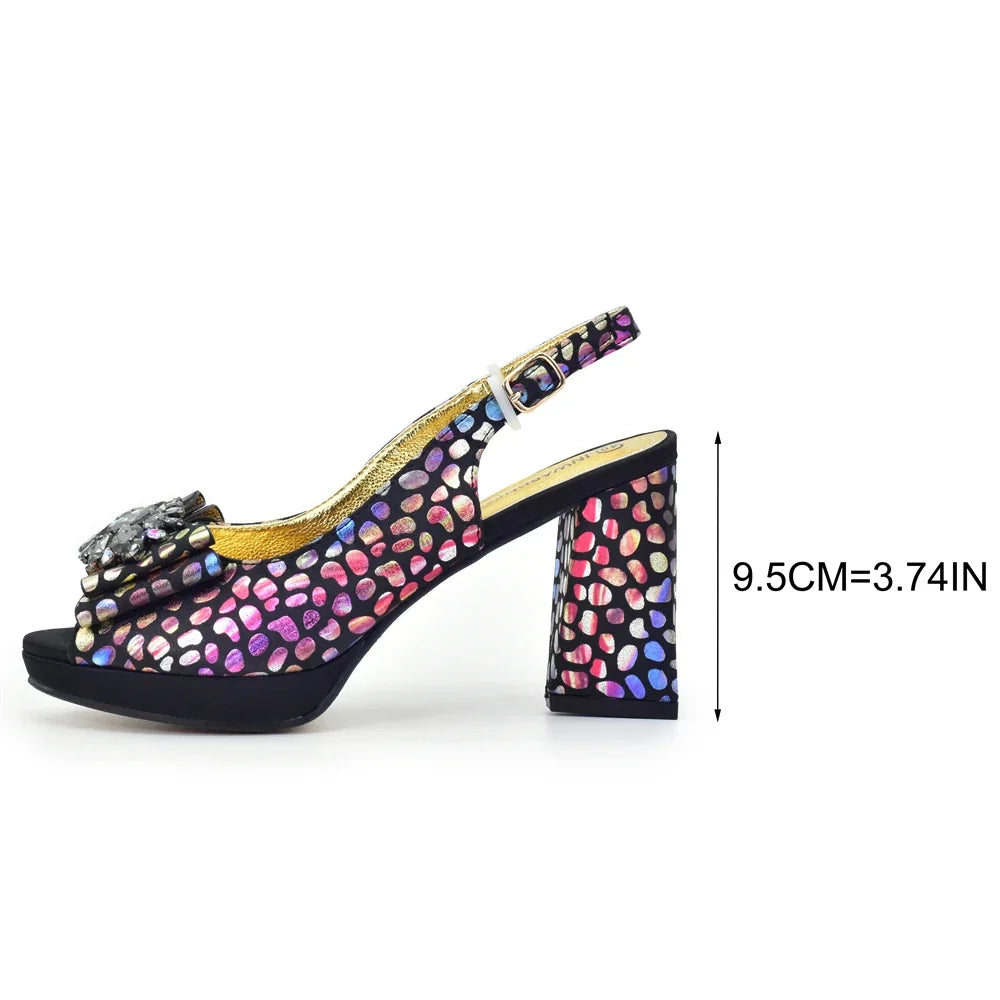 doershow beautiful Italian Shoes And Bag Sets For Evening Party With Stones Italian Leather Handbags Match Bags! HC1-1