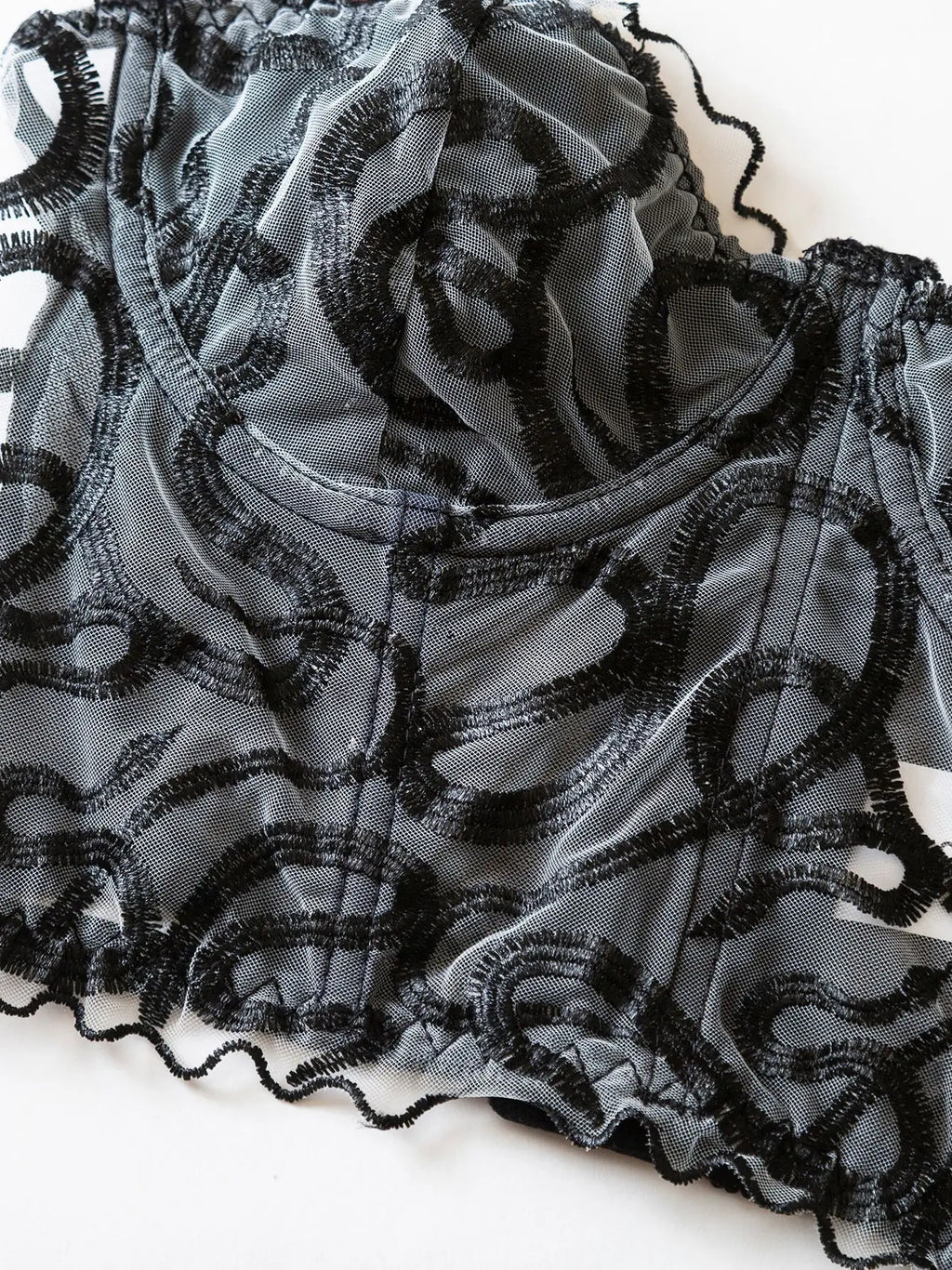 Women's Corset Lingerie Mesh Sheer Gothic Snake Pattern Strapless Crop Tube Tops Overbust Bustier Tops Shapewear