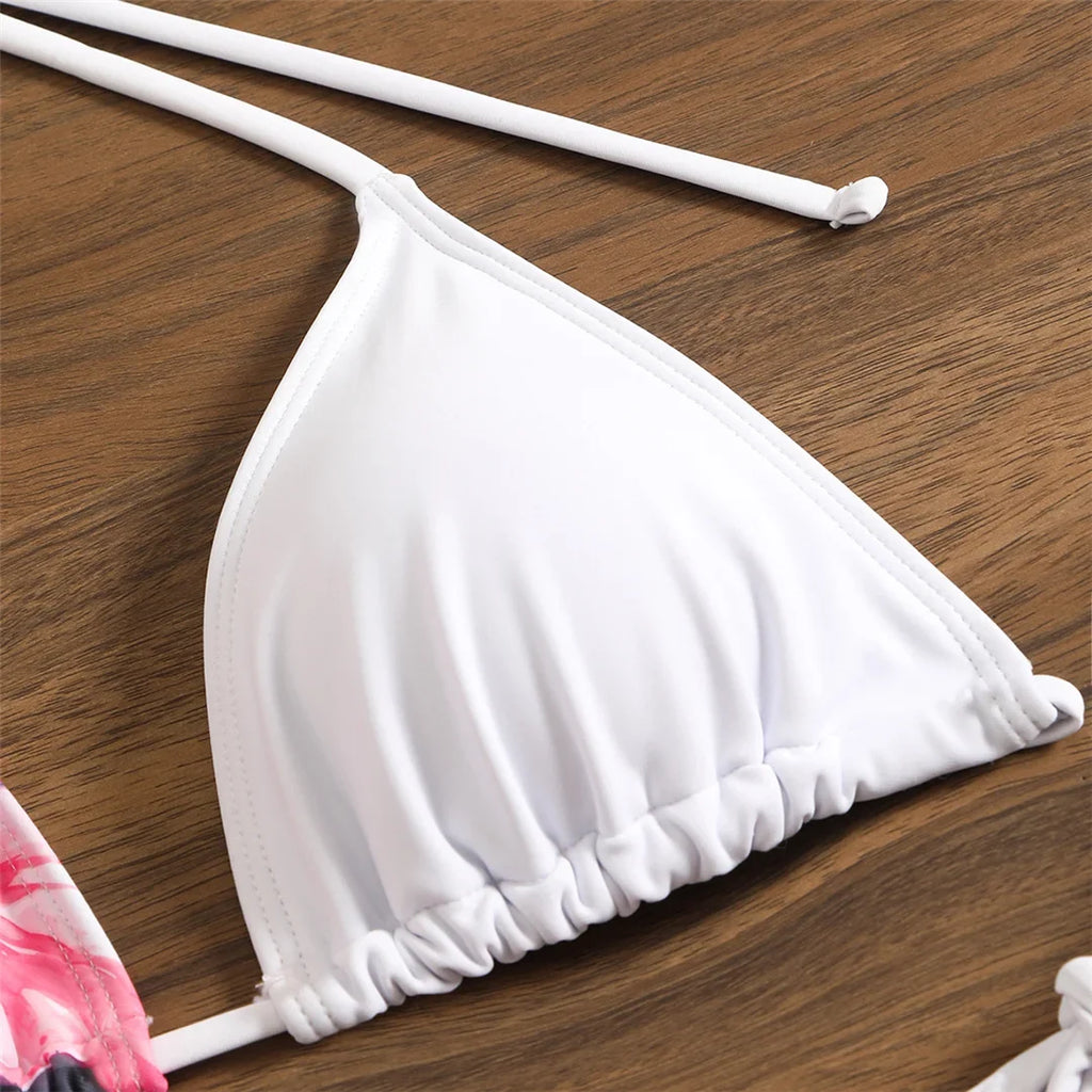 10 Color Flowers Halter Bikini Female Swimsuit Women Swimwear Three-pieces Bikini set With Skirt Bather Bathing Suit Swim V6637C