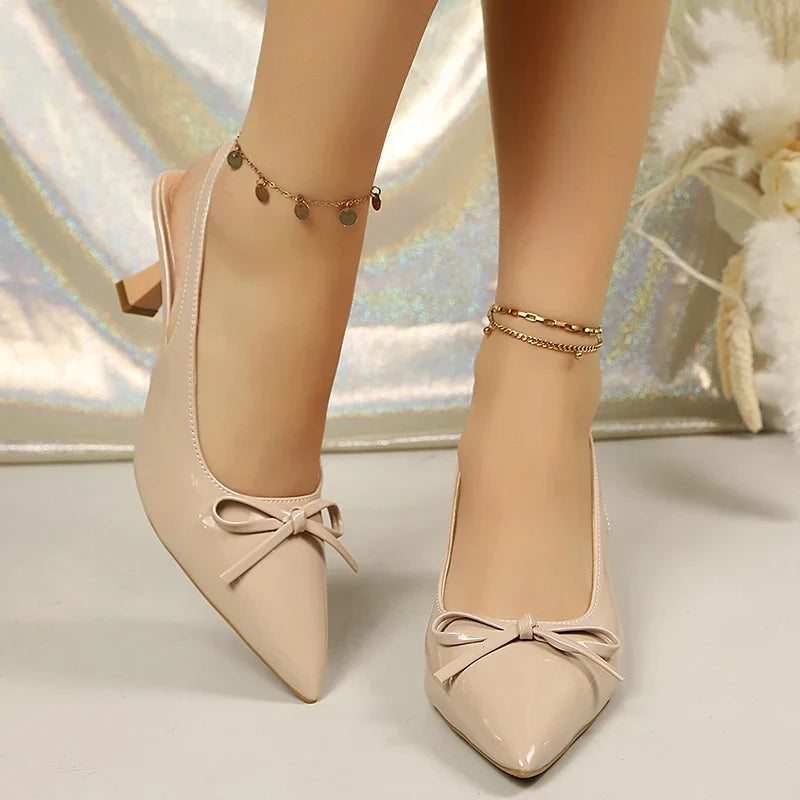 Bow Pointed Toe High Heels Sandals Women Fashion Design Stiletto Heeled Mules Sandals Woman Summer Plus Size 43 Slingback Shoes