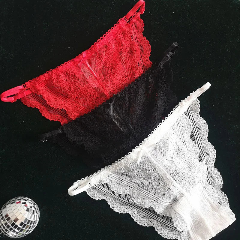 Lace Thin Sexy Girls Panties Women Briefs Thong Hollow Out G String Seamless Underwear Transparent Female Low Waist Lingerie