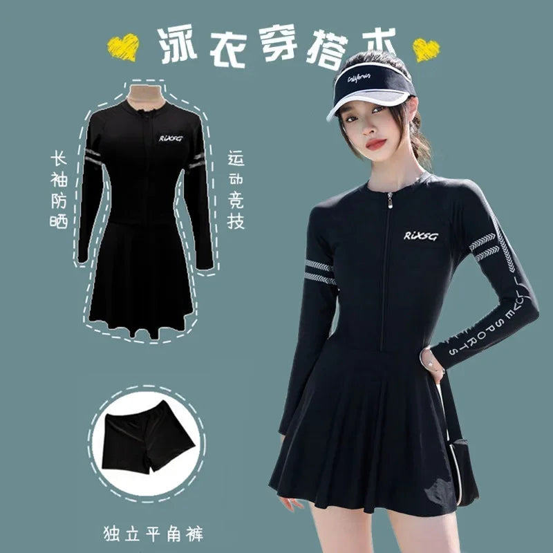 New Women's Split Style Swimsuit for Slimming, Belly Covering, and High-end Sports Style
