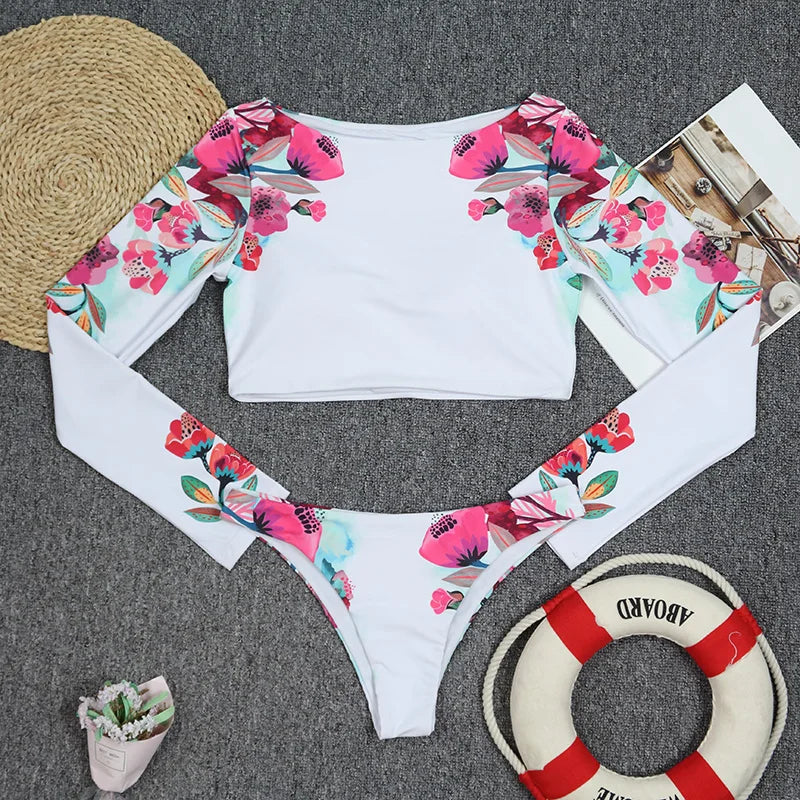 2025 Sexy Long Sleeve Bikinis Women Swimsuit Leopard Print Bathing Suits Beachwear Brazilian Bikini Set Biquini Female Bodysuit
