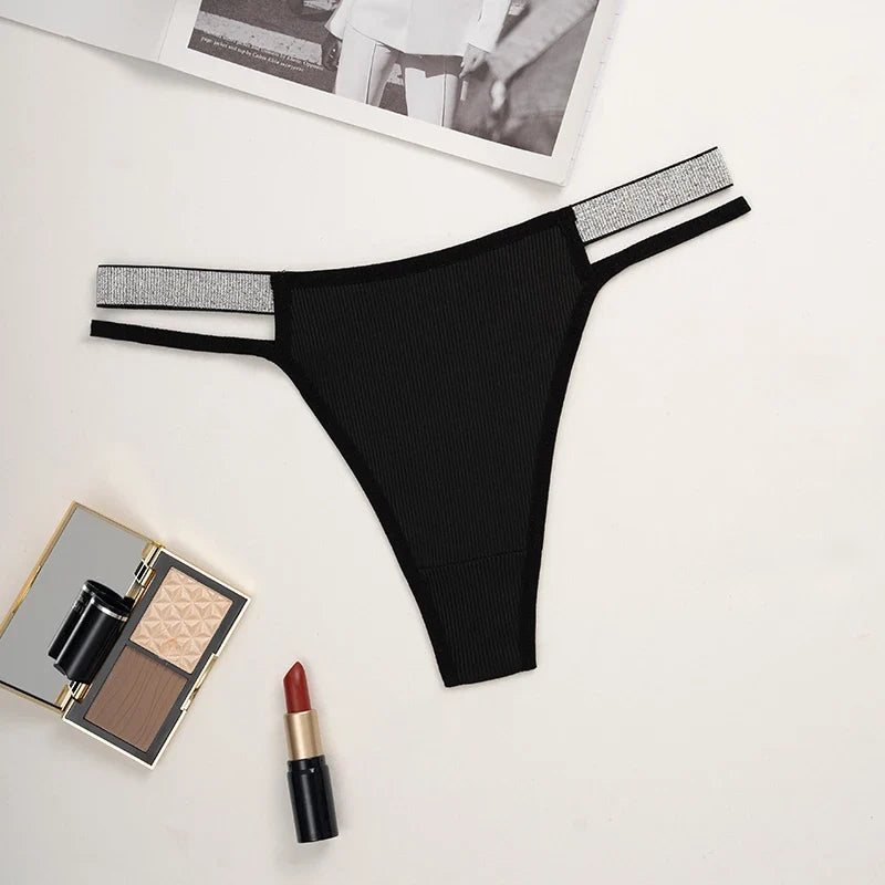 1pcs Low Waist Sexy Women G-string Charming Party Sexy Lingerie Ribbed Lady Thongs Breathable Comfortable Panty Female Underwear