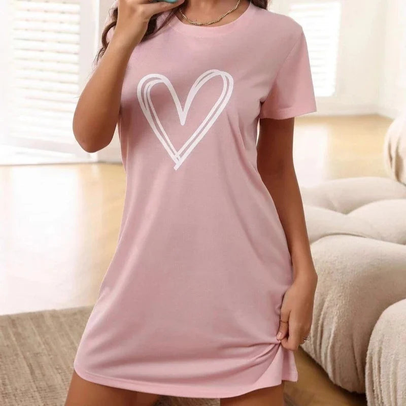 Women's new style sleeveless vest nightdress letter love printed skirt casual loose home dress skirt
