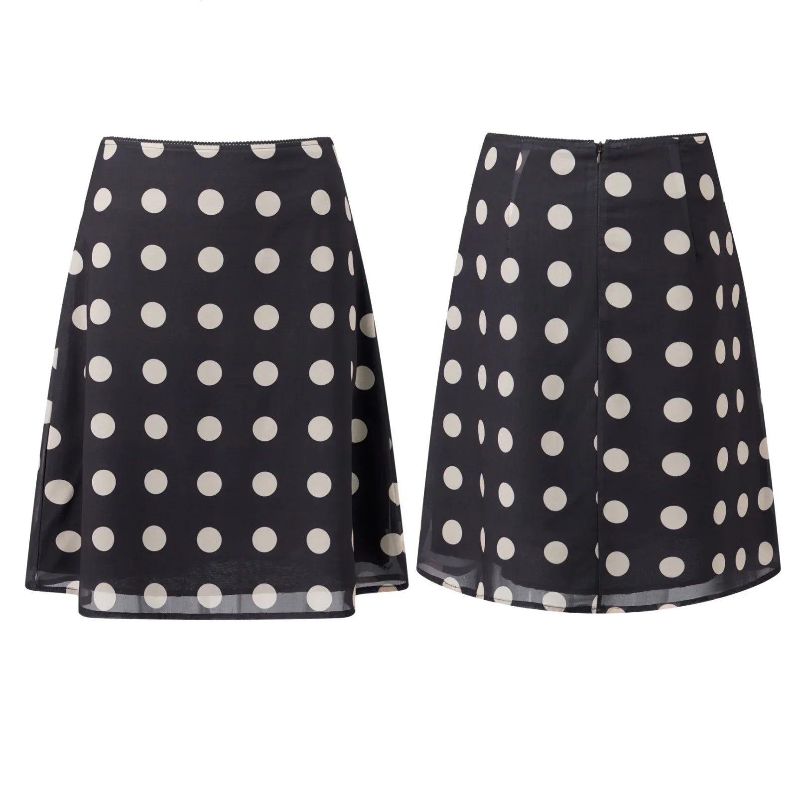 Women's Dots Print Mesh Midi Skirts Vintage Low Waist A-Line Skirts Loose Fit Flowy Skirts Summer Daily Casual Streetwear