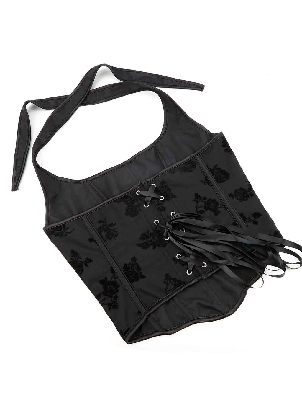 New black tube top hanging neck adjustable corset chest support gathered abdomen waist elastic palace corset.
