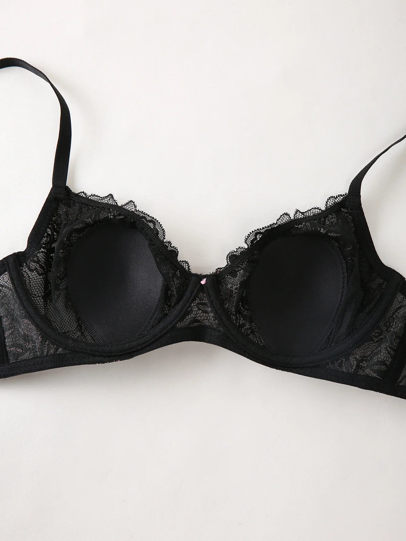 Floral Lace Push Up Women Bra Sexy Deep V Breathable Mesh Everyday Lingerie Thin Cup Adjustable Straps Underwire Bra