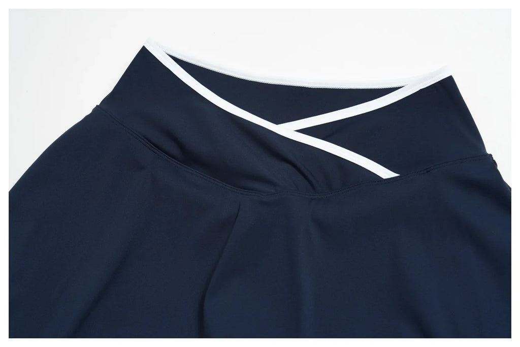 Summer New Outdoor Breathable Yoga Sets Women Color Block Shockproof Sports Bra Tennis Pleate Skirt Gym Workout Fitness Suits