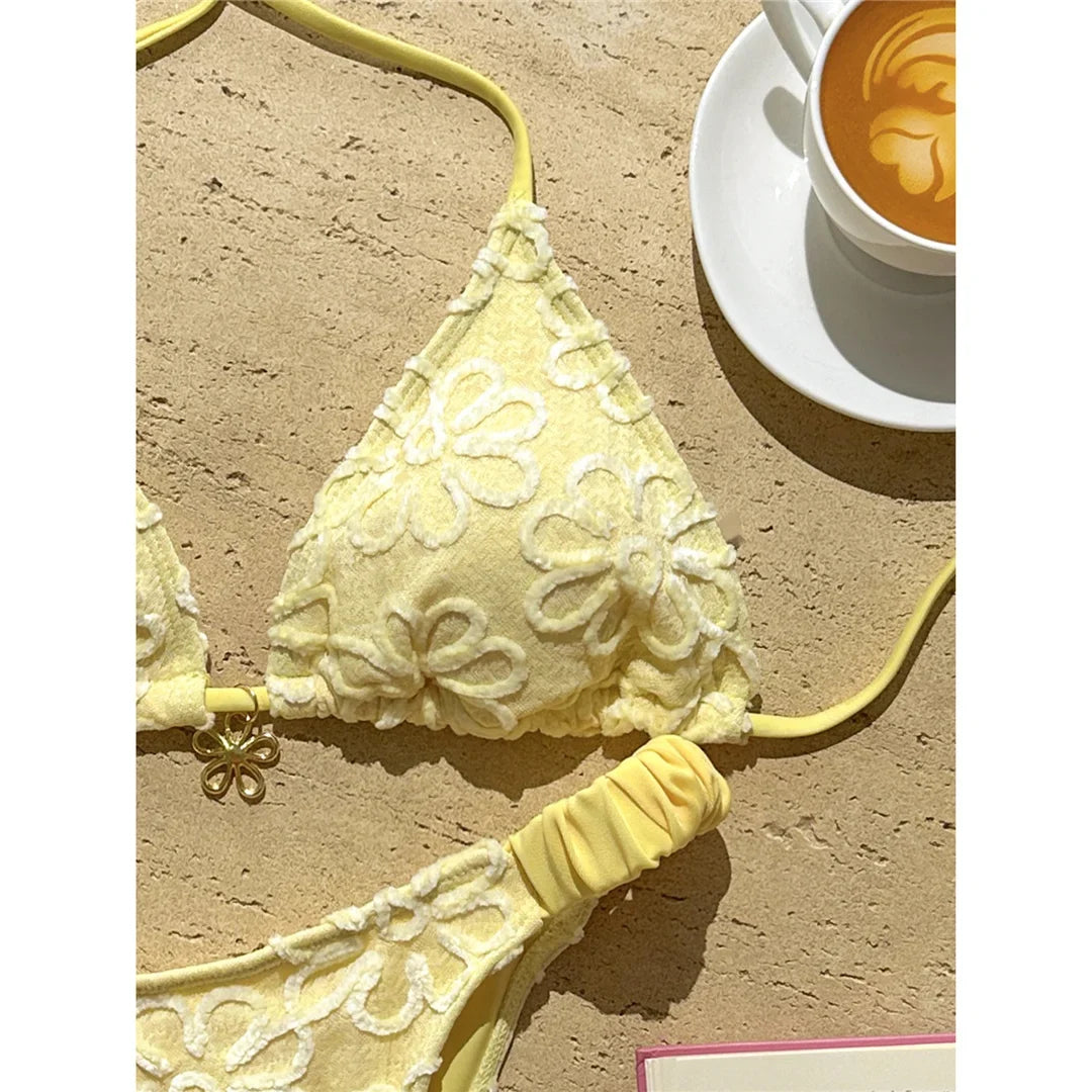 2026 Flower Printed Halter Bikini Women Swimwear Female Swimsuit Two-Pieces Bikini Set Brazilian Bather Bathing Suit Swim V8270