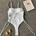 Sexy Lace Up Tummy Cut Out Monokini One Piece Swimsuit Women Swimwear Female Leopard Thong Bather Bathing Suit Swim Wear V1290