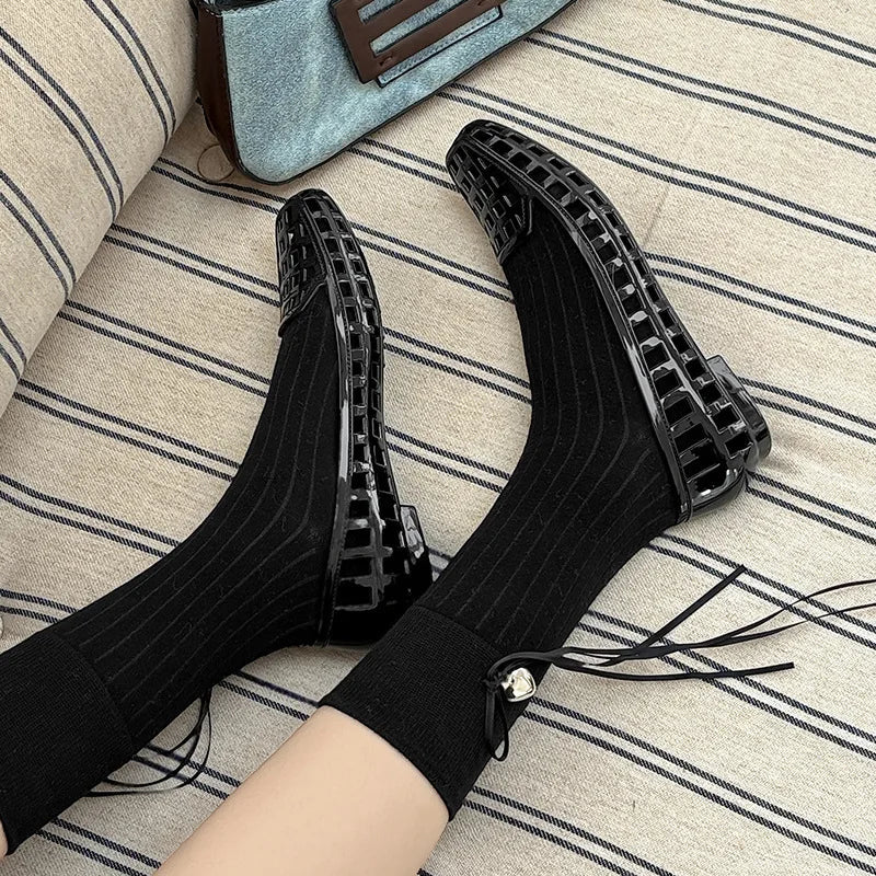 New 2025 Women Fashion Jelly Shoes Summer Cut-out Flat Sandals, Soft PVC Casual Square Toe Girls Daily Walking Sandalias