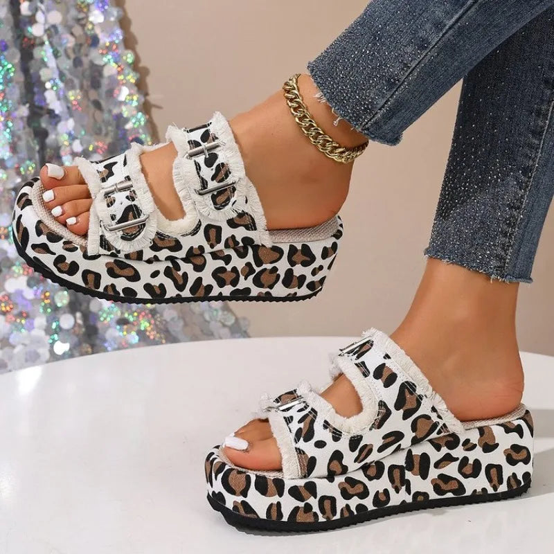 Women Summer Slippers Roman Style Open Toe Sandals Vacation Bohemian Shoes for Womens Thick Soled Platform Flat Slides Zapatos