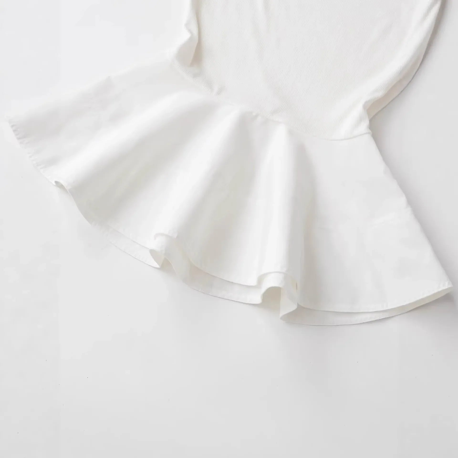 Women's Fashion Casual Sleeveless Half-High Collar Short Skirt Hem Top White Sleeved Peplum Top High Neck Slim Fit Casual KUAT