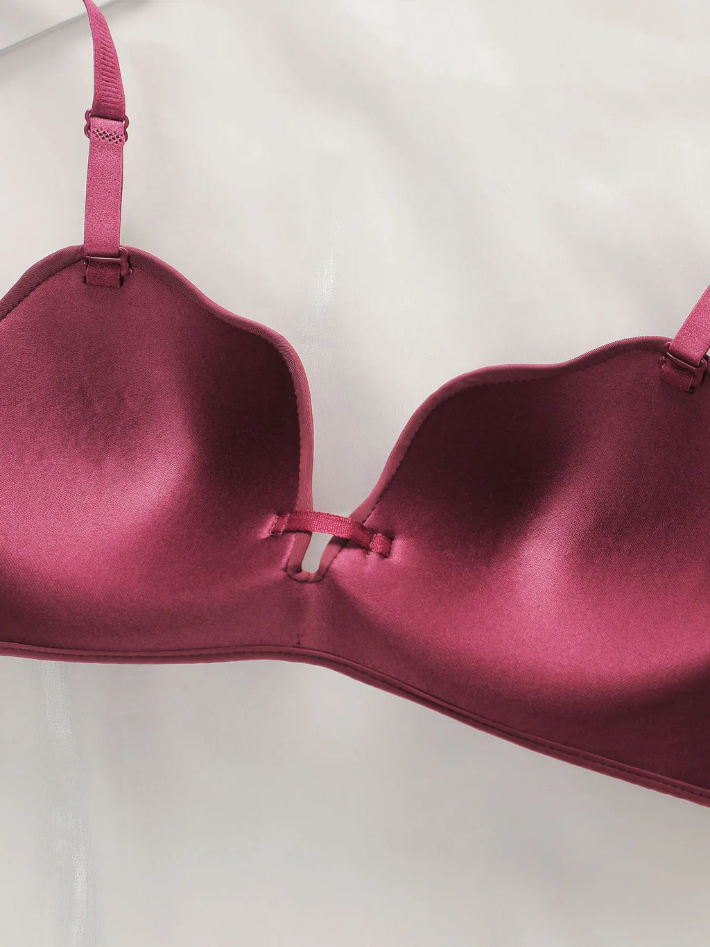 Women's sexy shell shaped bra with seamless gathering push ups and transparent shoulder straps for daily comfort underwear B2077