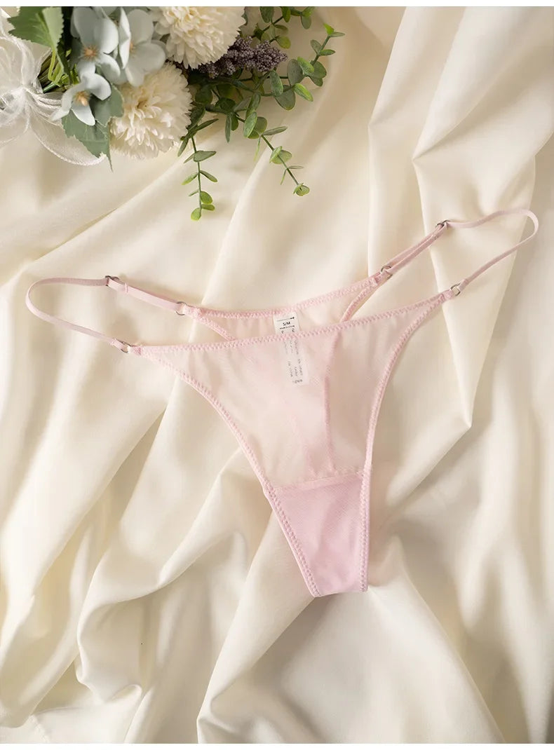 Lace Mesh Women Briefs Sexy Thong Transparent Panties Underwear Low Waist Girls G String Seamless Lingerie Fitness T Back