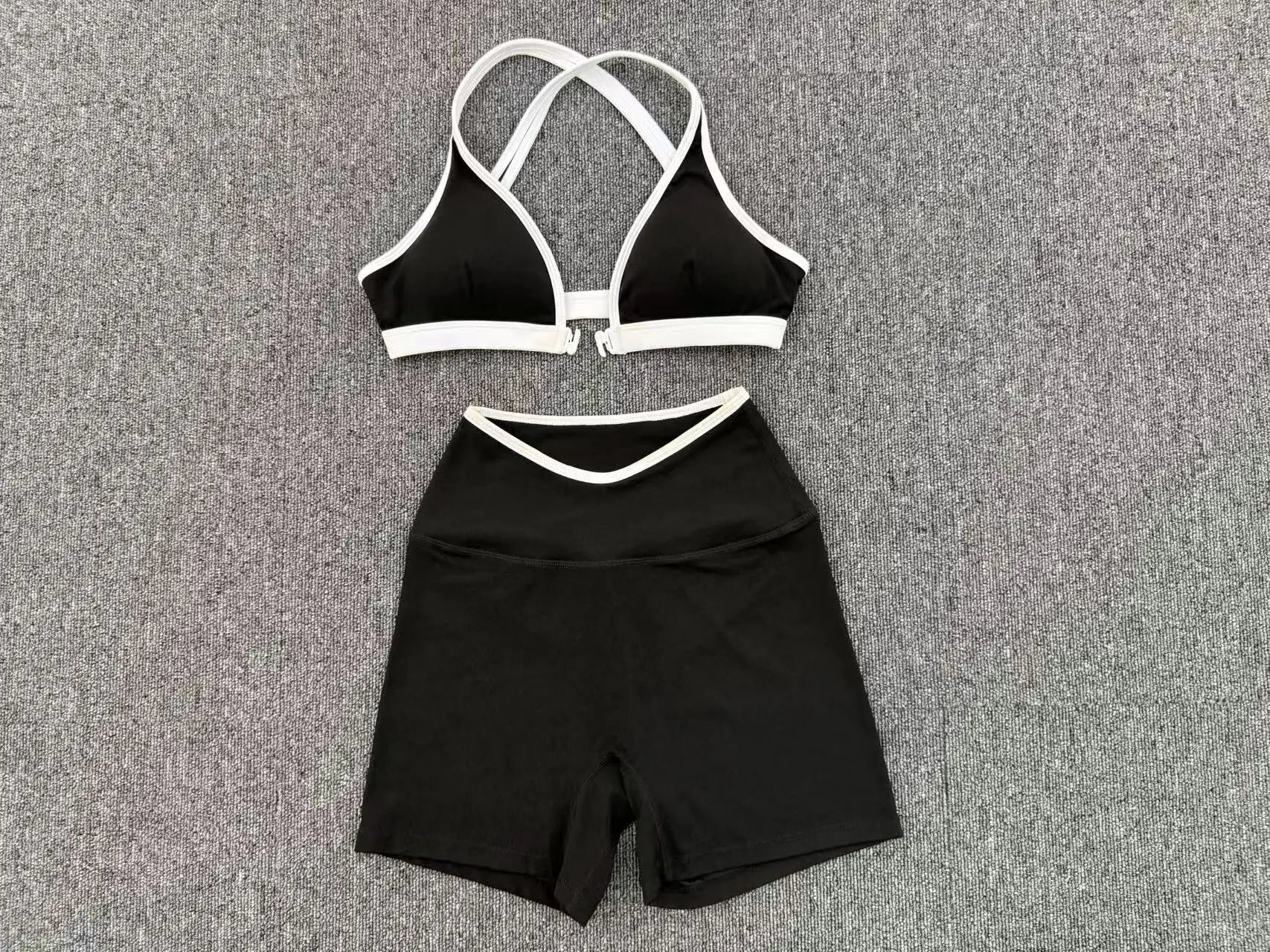 Summer Yoga Set 2Pcs Women's Tracksuit Back Cross Sports Bra Sportswear High Waist Butt-Lifting Fitness Pants Workout Top Suit