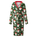 Christmas Robes for Women Soft Winter Warm Long Bathrobes Fashionable Reindeer Print Hooded Robes