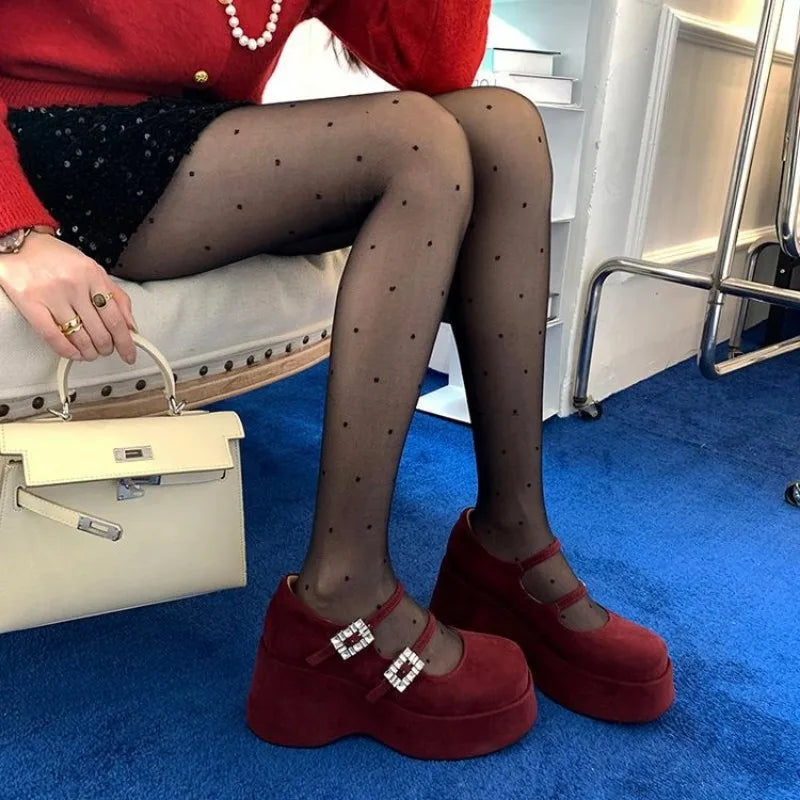 Platform Marie Janes Shoes Women Wedges Sandals Summer 2026 New Trend Dress Pumps Shallow Elegant Suede Plus Size Zapatos Mujer